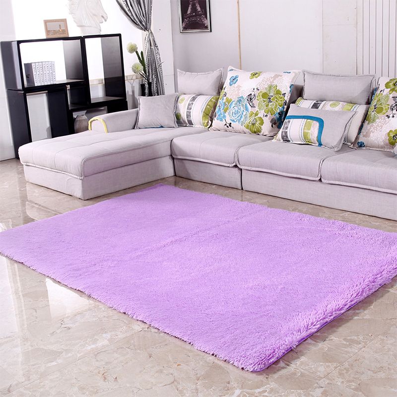 Puffy Multicolor Plain Rug Synthetics Minimalist Carpet Pet Friendly Anti-Slip Washable Rug for Living Room