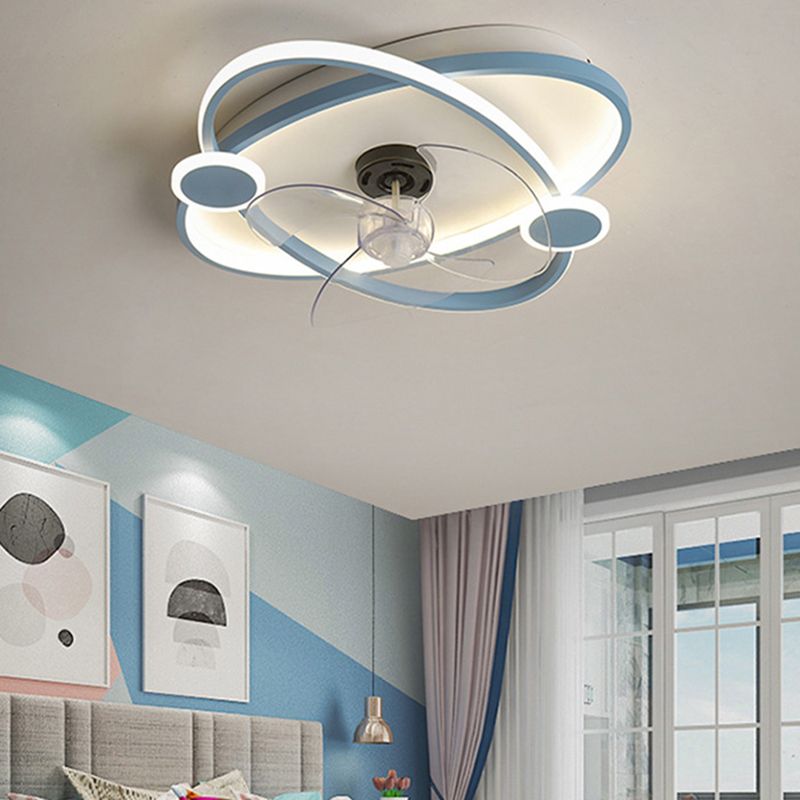 3-Blade LED Fan with Light Children Blue/Pink Ceiling Fan for Home