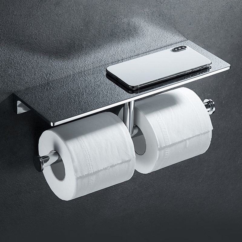 Contemporary 2-Piece Bathroom Set in Stainless Steel Polished Chrome Paper Holder