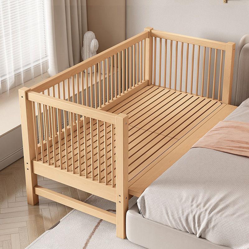 Traditional Beech Nursery Bed Natural Baby Crib with Guardrail