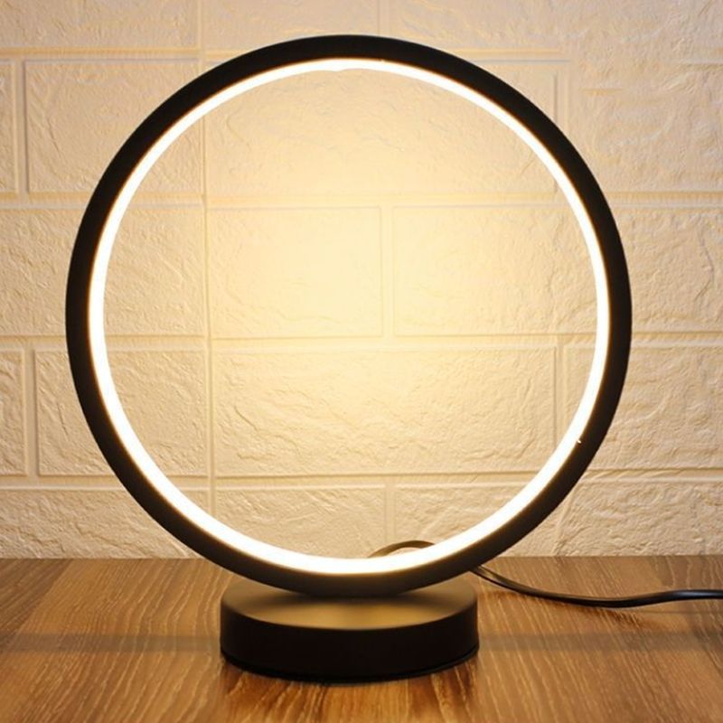 Circular LED Table Light Simple Decorative Metal Bedroom Nightstand Light