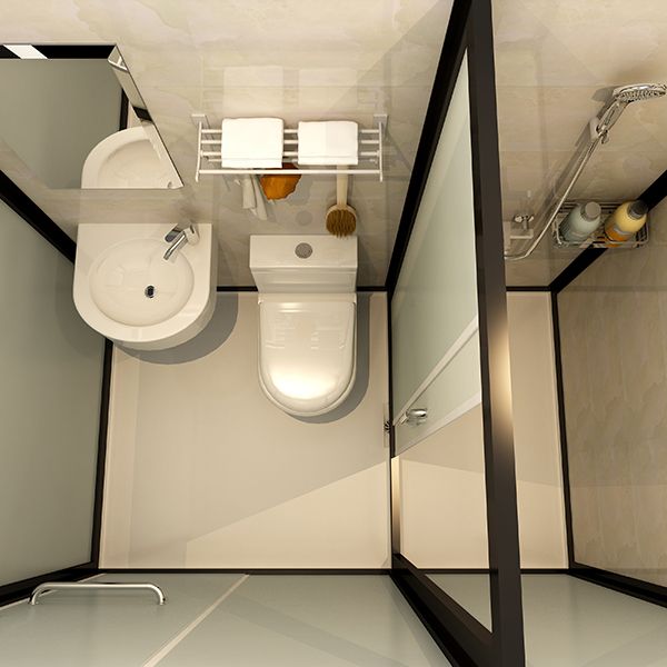 Contemporary Framed Shower Stall Frosted Shower Stall with Ceiling