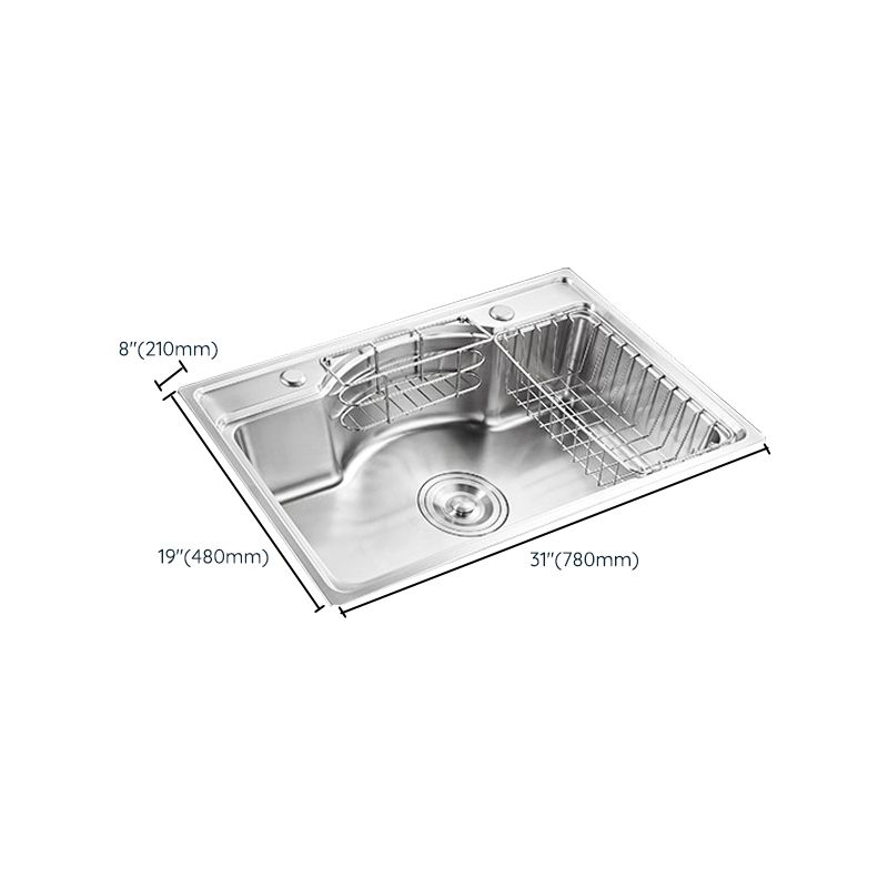 Modern Style Kitchen Sink Dirt Resistant Drop-In Kitchen Sink