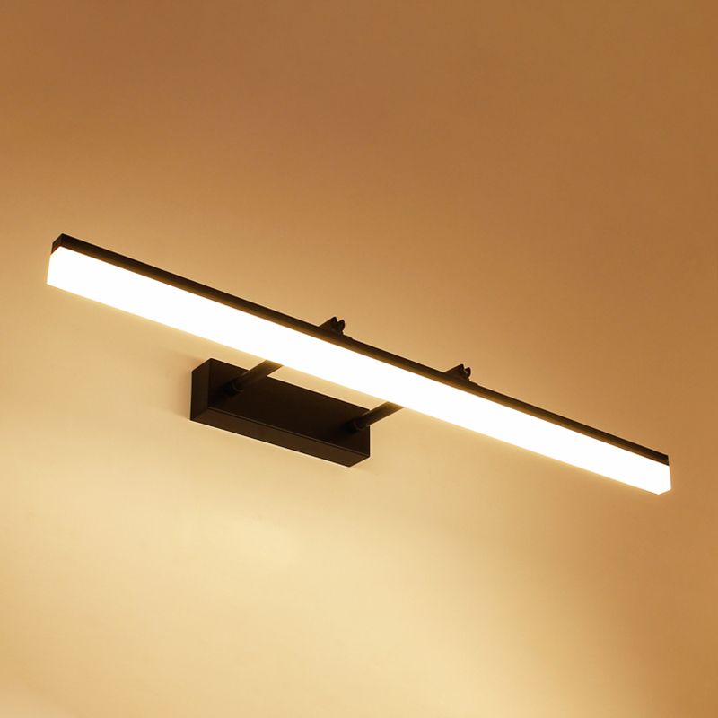 Metal Linear Shape Wall Light Modern 1-Light Mirror Wall Mount Light Fixture in Black