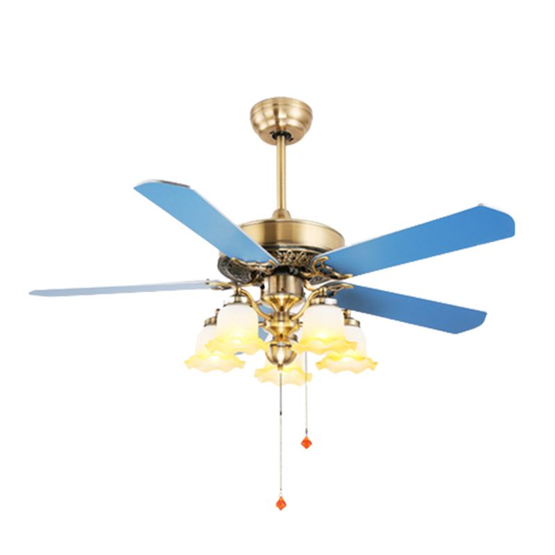 Mediterranean Style Ceiling Fan Lamp Circle Shape Ceiling Fan Light for Bedroom