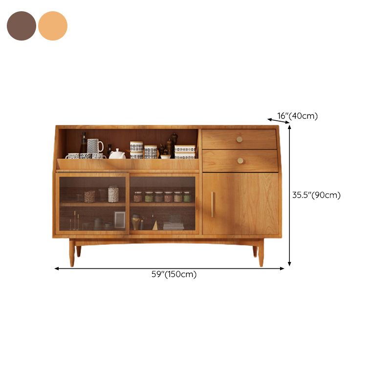 Modern Buffet Sideboard Solid Wood Side Board with Cabinets and Drawers