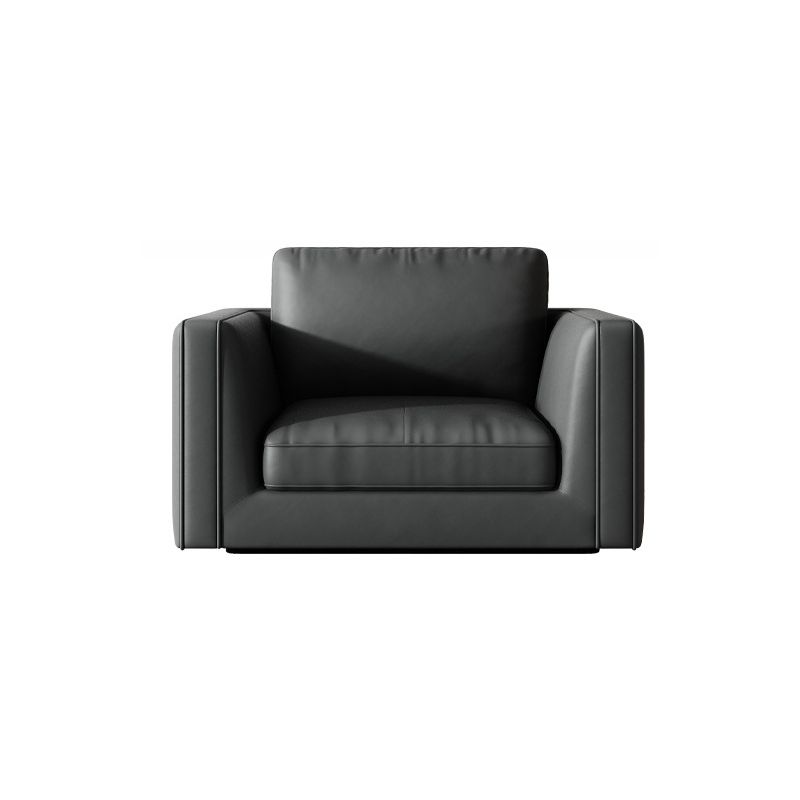 Contemporary Square Arm Couch Black Stain-Resistant Standard Sofa