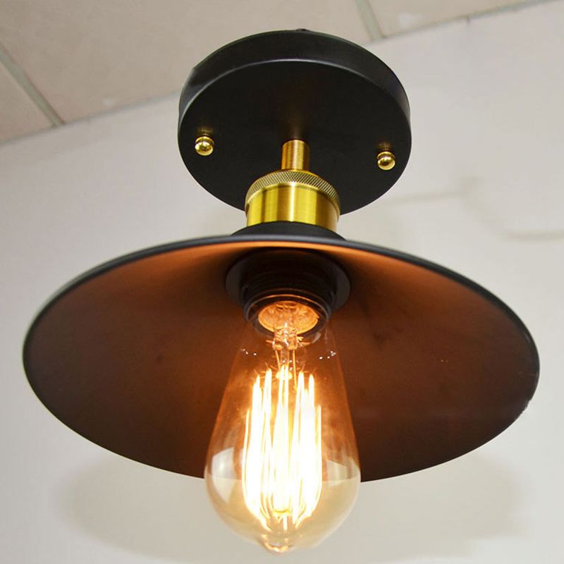 1 Light Metal Semi Flush Light Fixtures Retro Hall And Foyer Semi Flush Mount Ceiling Fixture