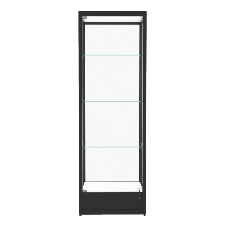 Modern Glass Curio Cabinets Black Display Stand with Adjustable Shelves