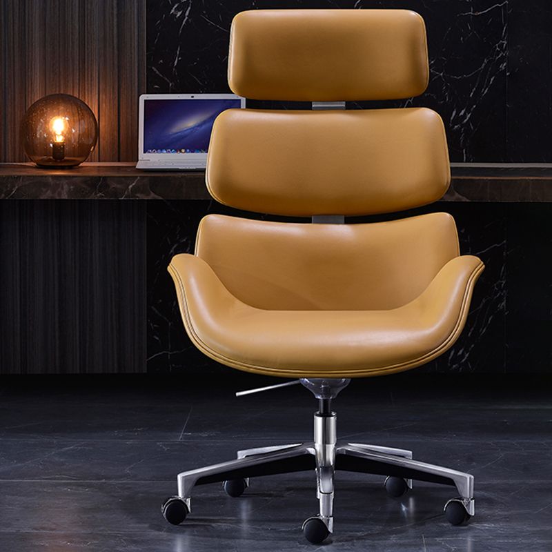 Armless Modern Office Chair Leather Tilt Mechanism No Distressing Ergonomic Desk Chair