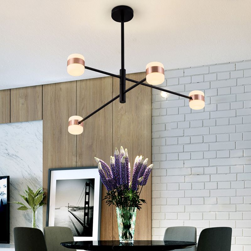 Metal Starburst Hanging Chandelier Modern 4/6/8 Lights Black Pendant Lighting in Warm/White Light