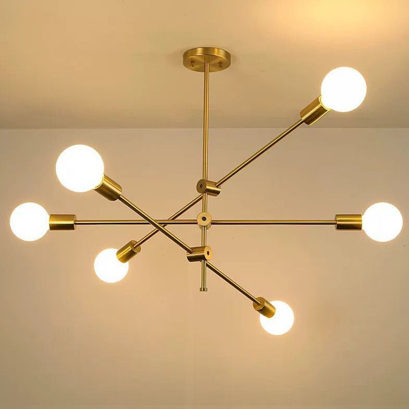 Molecular Metal Chandelier Lighting Industrial Exposed Bulb Hanging Pendant Light for Living Room