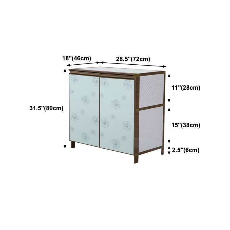 Modern White Metal Sideboard Tempered Glass Doors Cabinets Dining Server for Living Room