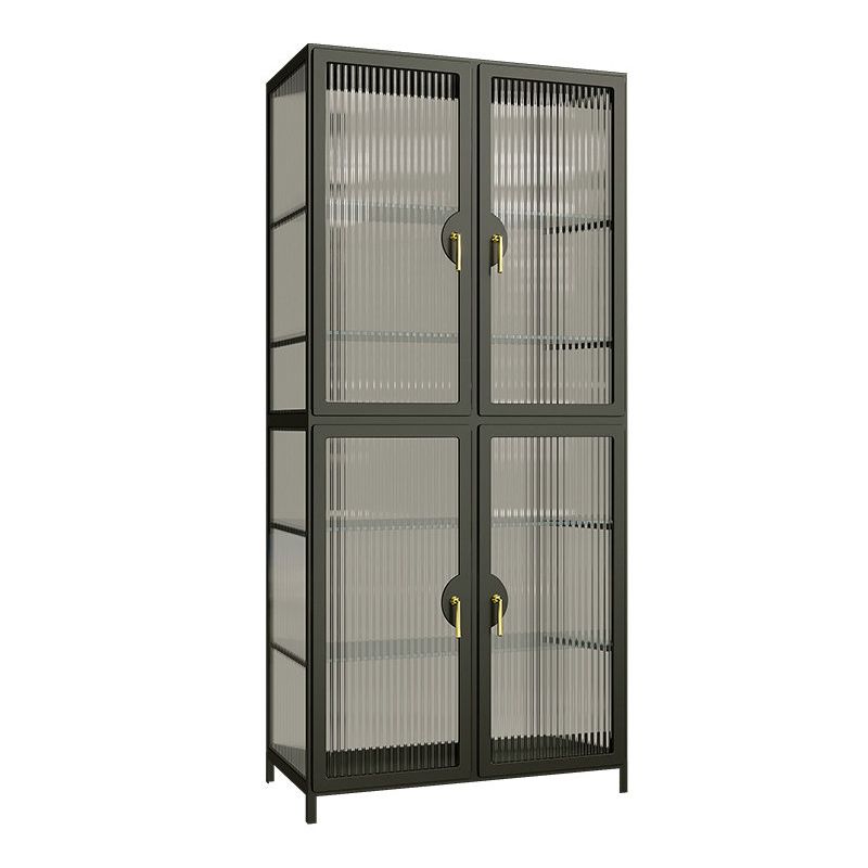 Modern Glass Doors Curio Cabinet Metal Storage Cabinet for Living Room