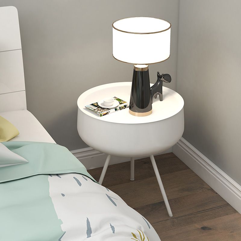 Modern Metal Night Table Legs Included Round Nightstand for Bedroom