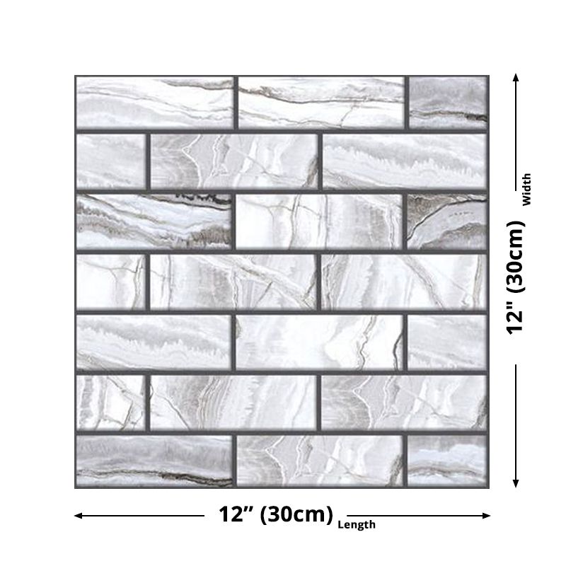 Countryside Brick Peel Wallpaper Panels Grey Marble Tile Wall Covering for Accent Wall