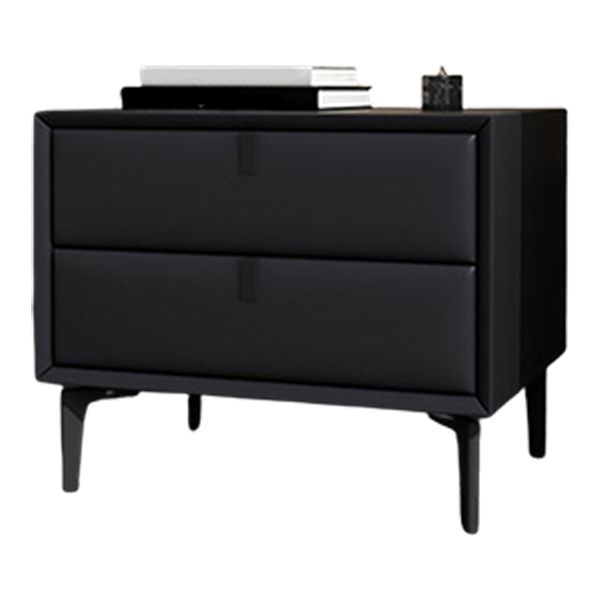 Solid Wood Bed Nightstand Contemporary Night Table with 2 Drawers