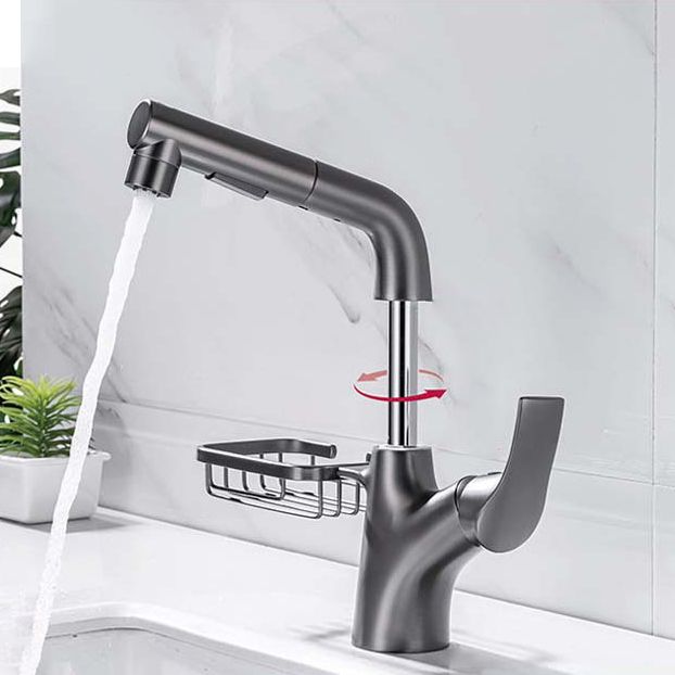 Modern Single Handle Kitchen Faucet 1-Hold Water Faucet with Pull Out Sprayer