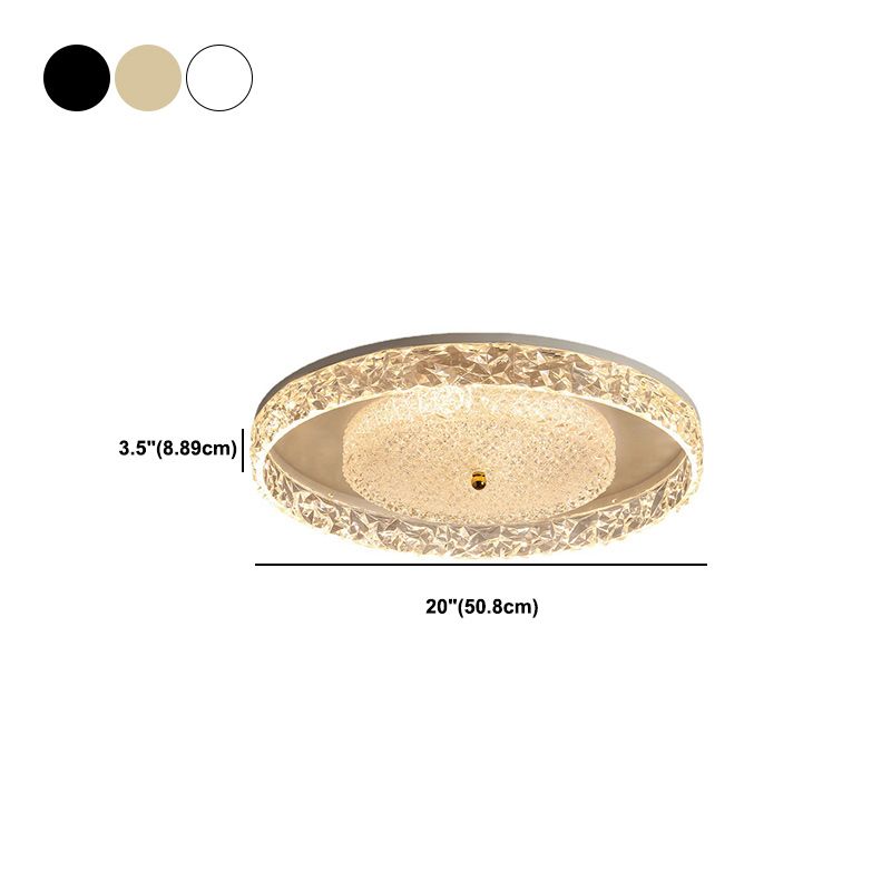 Contemporary Ceiling Light Round LED Flush Mount Light with Crystal for Living Room