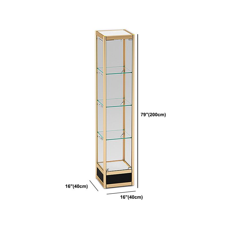 Modern Metal Display Stand Glass Shelves Curio Cabinet in White/ Gold