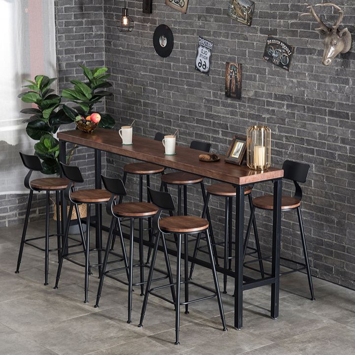 Wood Cocktail Bar Table with Rectangle Table Top Black Trestle Table - 41.3" H