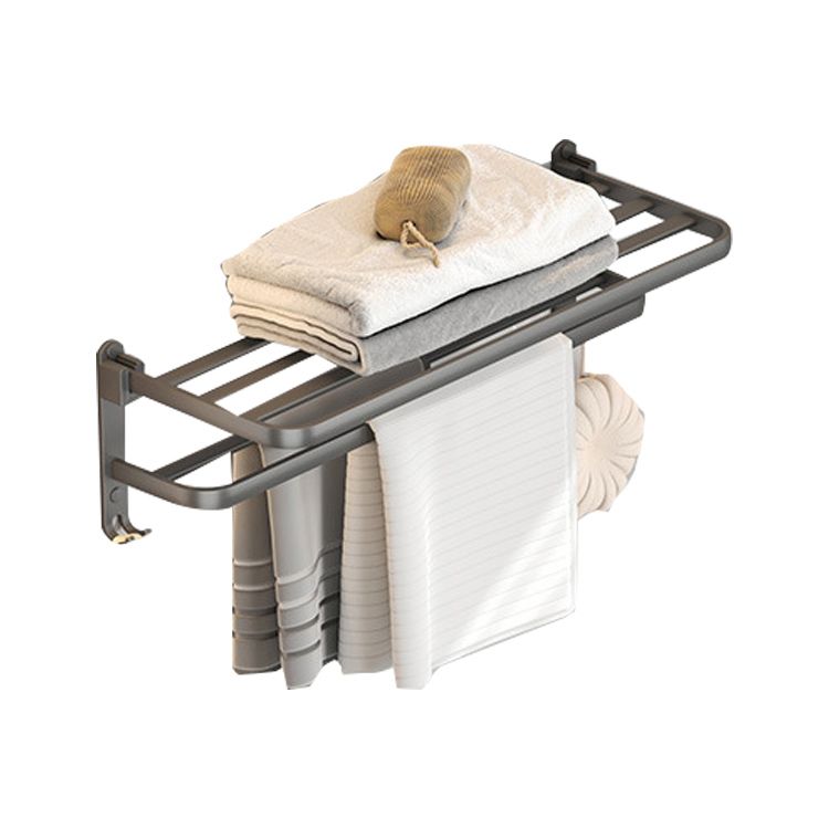 Contemporary Gray Bathroom Hardware Set with Bath Shelf/Towel Bar/Robe Hooks/Paper Holder