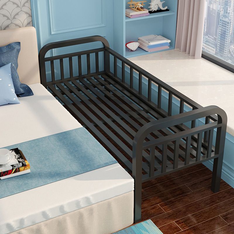 Contemporary Iron Standard Bed with Guardrail in Black/White