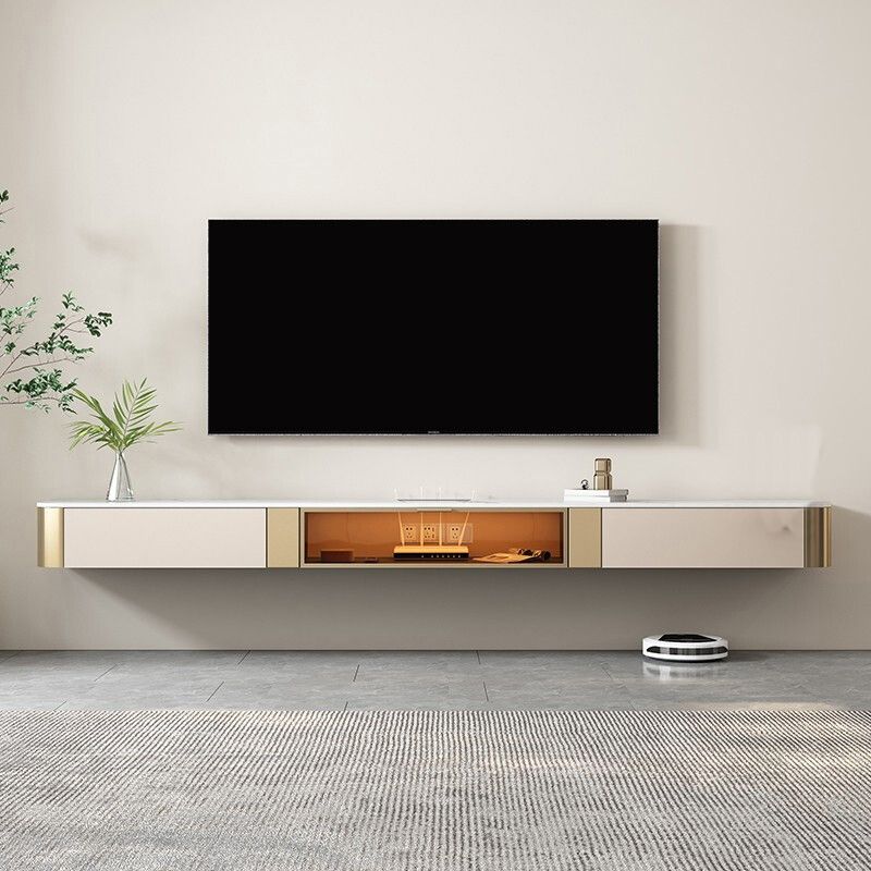 Modern Stone TV Stand Console Floating TV Media Stand with Drawers for Living Room