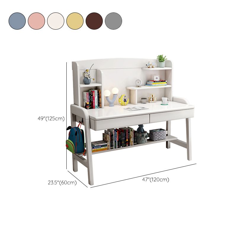 Solid Wood Home Writing Desk with Storage Drawer with Storage Shelves Adjustable