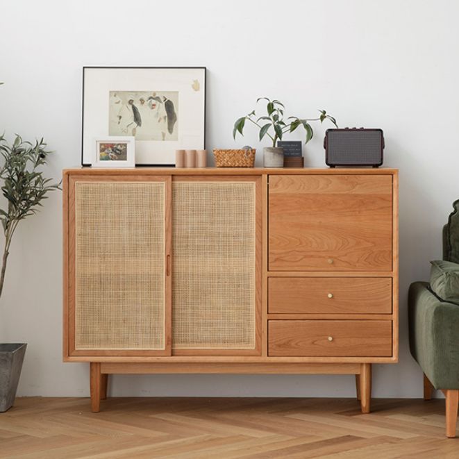 Contemporary Side Board Pine Sideboard Cabinet with Drawers for Dining Room