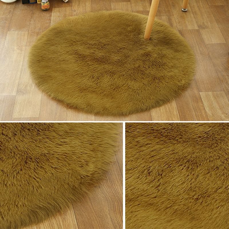 Multicolored Funky Round Rug Comfort Modern Plain Shag Carpet Polyester Stain Resistant Indoor Rug for Home Decoration