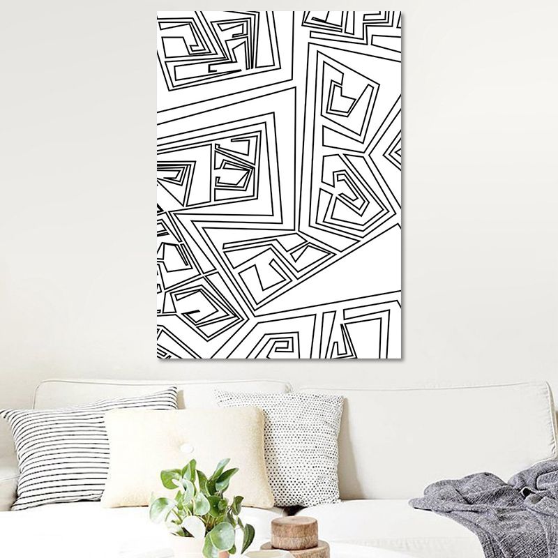 Charcoal Drawings Abstract Pattern Art Minimalism Canvas Textured Painting in White