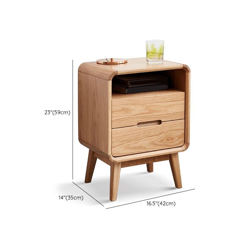 Scandinavian Wooden Bedside Cabinet with 2 Drawer for Bedroom