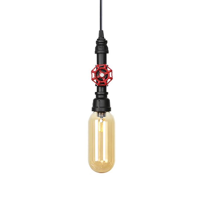 Tubería de metal LED LIGHT AN ANTICA 1 CABEZA 3 "/4" W Kit de lámpara colgante de cafetería en negro con cápsula Amber Glass Shade