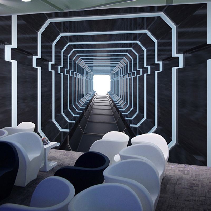 Modern Wall Art for Meeting Room, Black and White 3D Outstretched Tunnel, Made to Measure