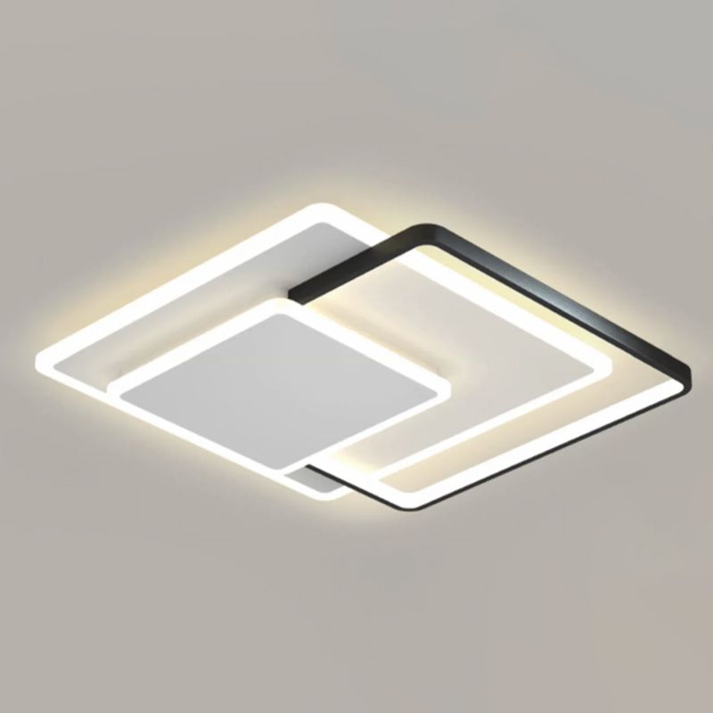 Modern LED Metal Flush Mount Geometric Shape Ceiling Light with Acrylic Shade