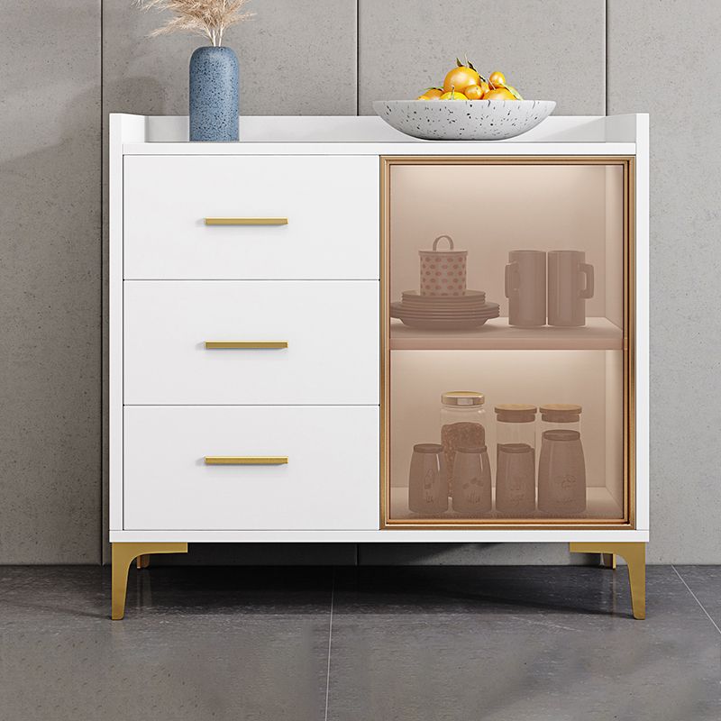 Contemporary Style Buffet Table Wood Side Board with Cabinets and Drawers