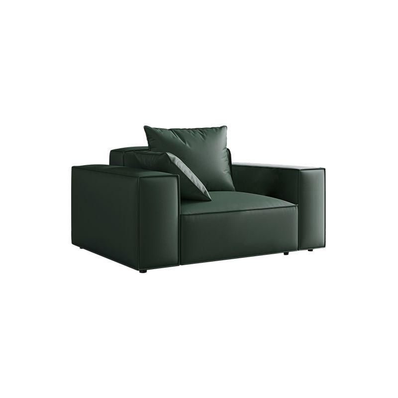 Contemporary Faux Leather/ Velvet Standard Sofa Green Square Arm Couch