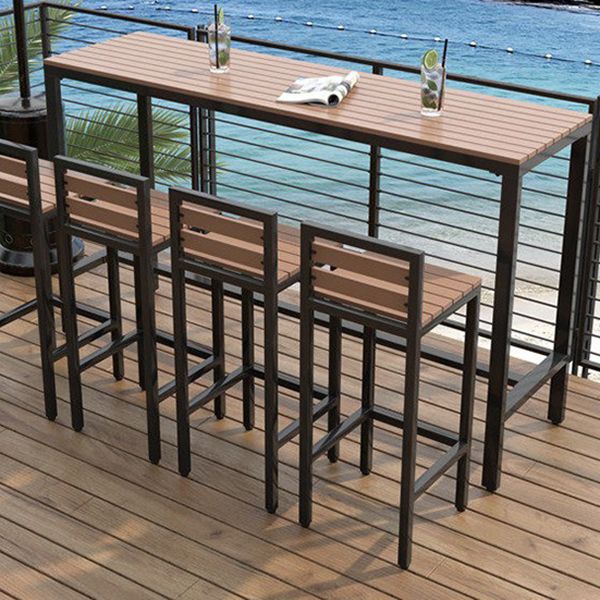 Brown Manufactured Wood Bar Table Industrial Rectangle Patio Table