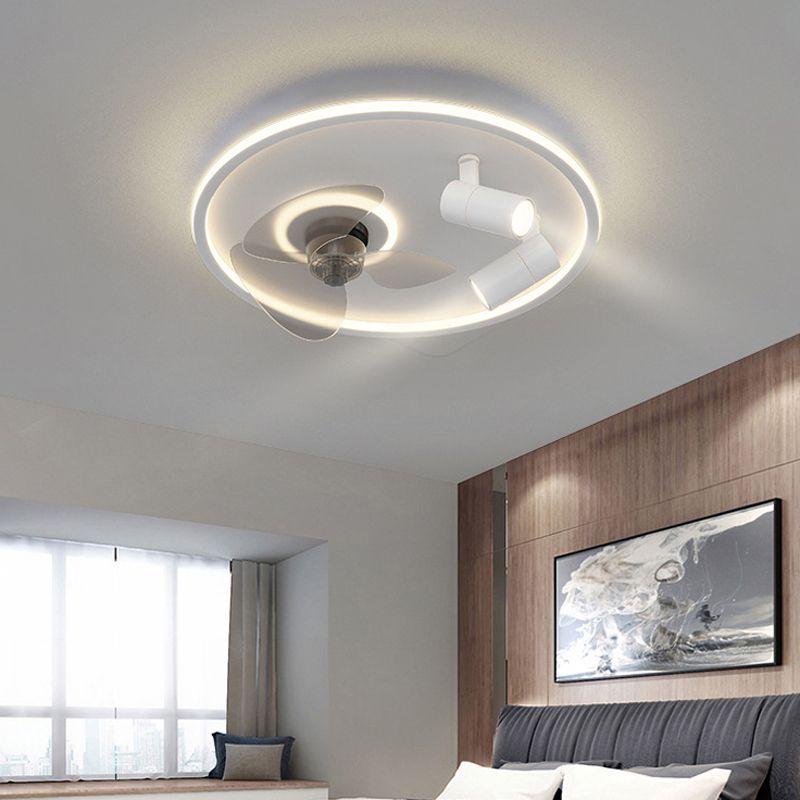 3-Blade LED Ceiling Fan Modernism Metallic Polish Finish Fan with Light for Room