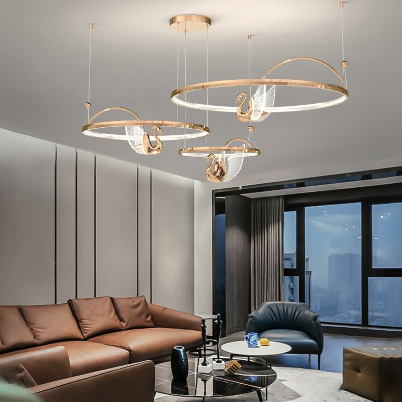 Tiered Metal Circle Ceiling Pendant Contemporary Ceiling Lighting Fixtures