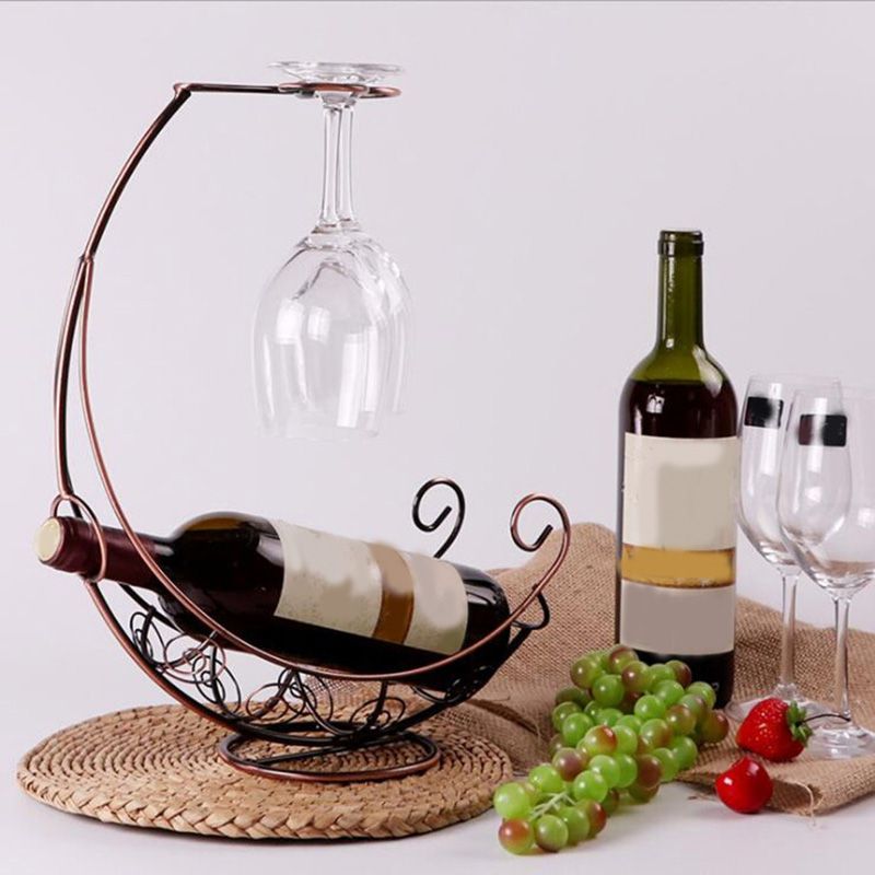 Modern Metal Wine Bottle Rack Countertop Bottle Holder for Living Room