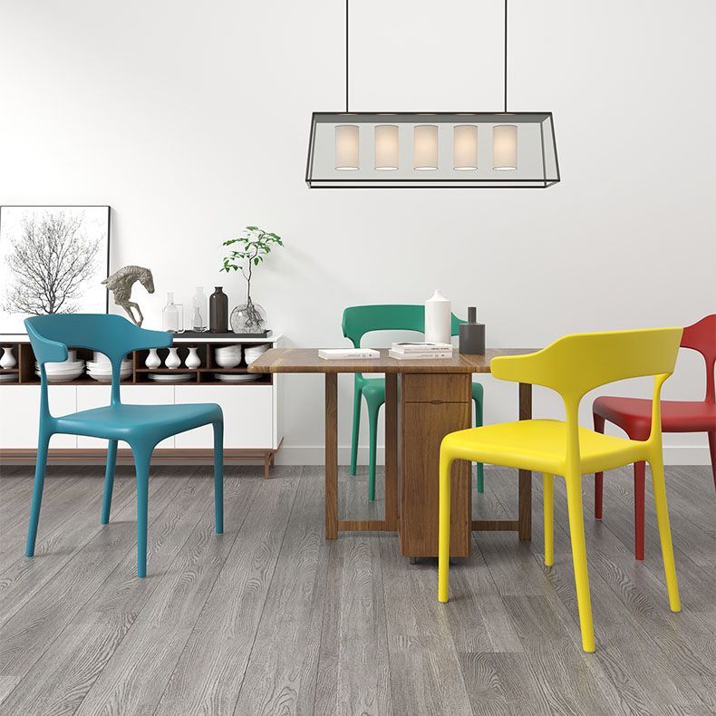 Contemporary Style Stackable Chairs Dining Armless Chairs with Plastic Legs