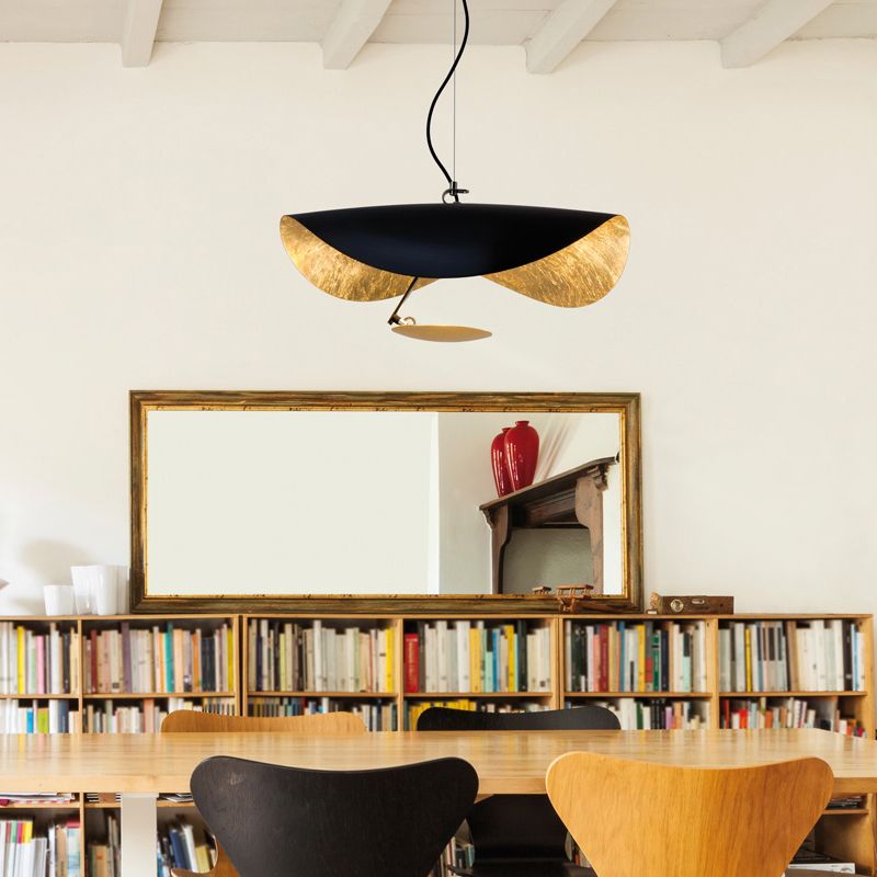 Pendentif suspension LED Salle Pendante simple suspendue avec une teinte en métal en forme de chapeau