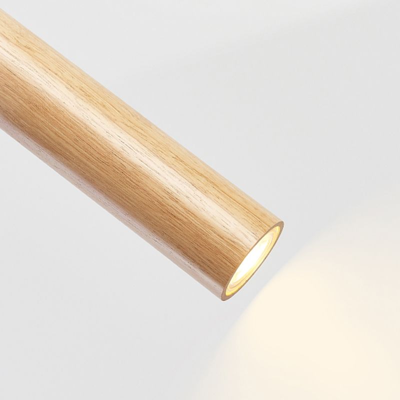 Wood Cylindrical Shape Pendant Lighting Modern Style 1 Light Hanging Lights for Bedroom