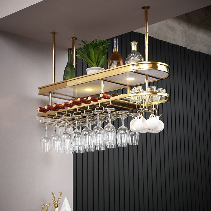 Hanging Wine Rack Holder Modern Stainless Steel Wine Rack in Gold