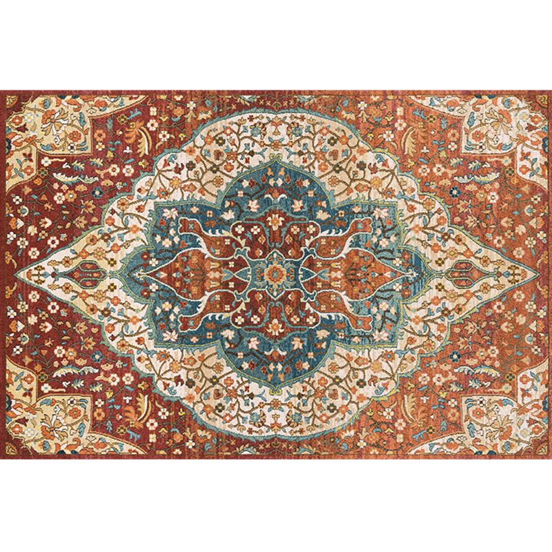 Multi Colored Geometric Rug Synthetics Retro Area Carpet Anti-Slip Backing Easy Care Indoor Rug for Parlor