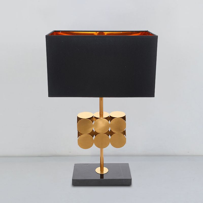 Rectangle Metal Nightstand Light Modernist 1 Light Black Fabric Desk Lamp for Bedroom