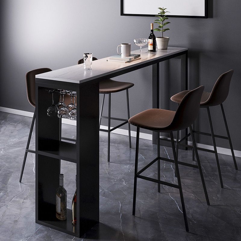 Modern Style Rectangle Bar Table Stone Sled Base Bistro Bar Desk with Storage