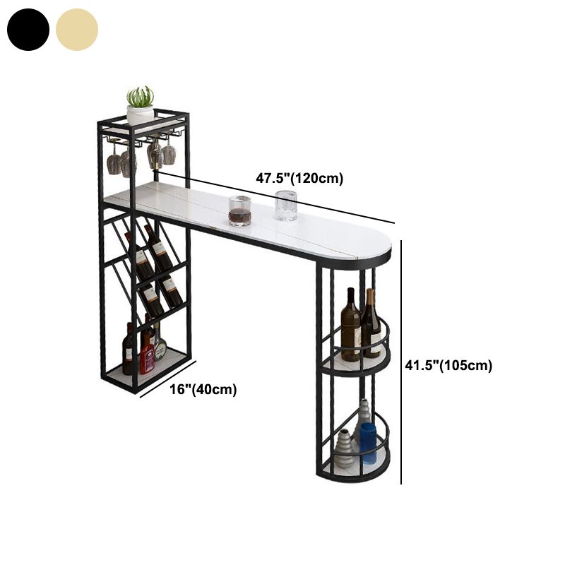 Modern Style Bar Table Stone Fixed Bistro Bar Desk with Storage